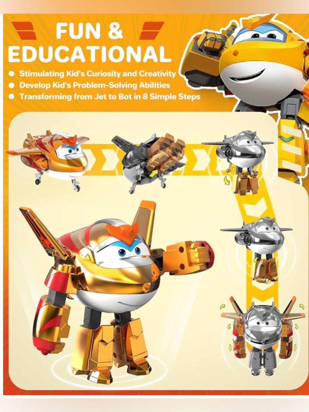 Super Wings 5" Transforming Golden Boy - Airplane Toys Vehicle Action Figure - Picture 14 of 14